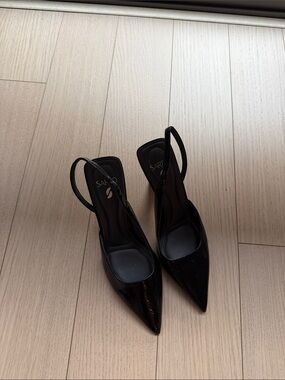 SARTO By Franco Sarto Black Patent Pointed Slingback Heels